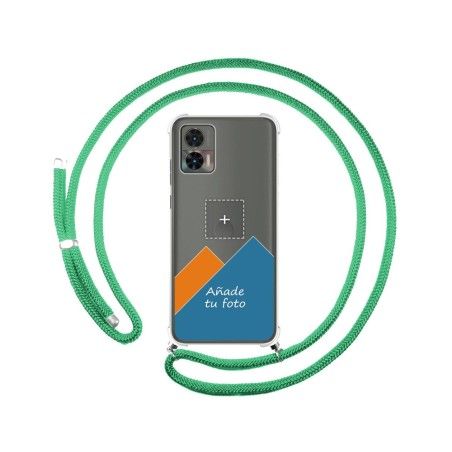 Personaliza tu Funda Colgante Transparente para Motorola Edge 30 Neo 5G con Cordon Verde Agua Dibujo Personalizada