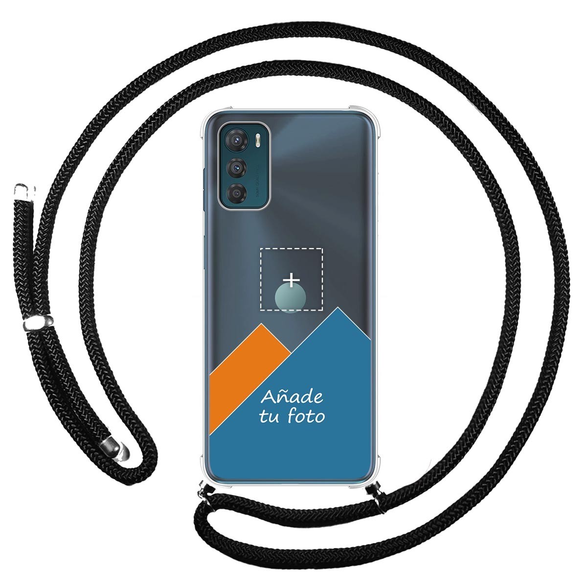 Personaliza tu Funda Colgante Transparente para Motorola Moto G42 4G con Cordon Negro Dibujo Personalizada