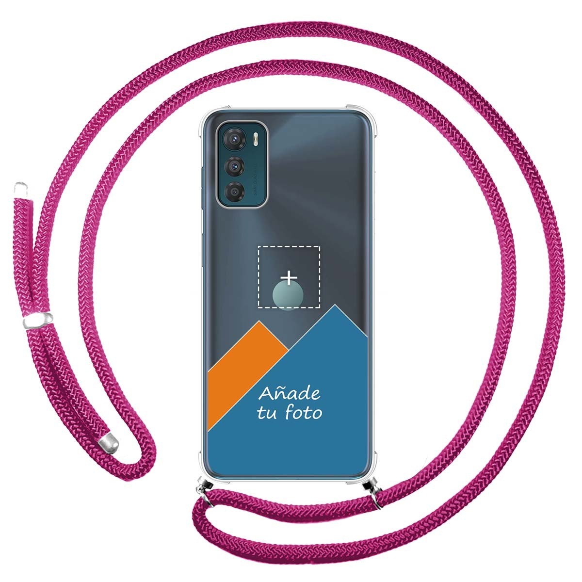 Personaliza tu Funda Colgante Transparente para Motorola Moto G42 4G con Cordon Rosa Fucsia Dibujo Personalizada