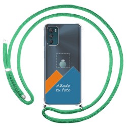 Personaliza tu Funda Colgante Transparente para Motorola Moto G42 4G con Cordon Verde Agua Dibujo Personalizada
