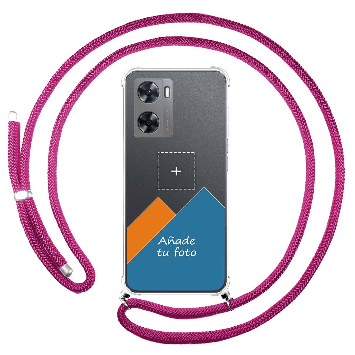 Personaliza tu Funda Colgante Transparente para Oppo A57s con Cordon Rosa Fucsia Dibujo Personalizada