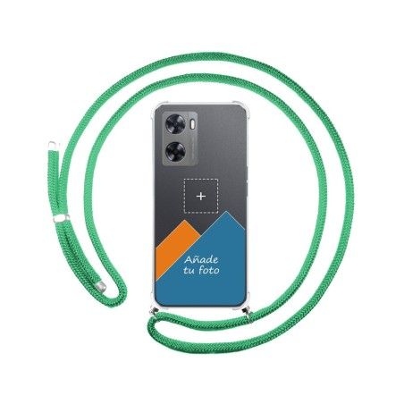 Personaliza tu Funda Colgante Transparente para Oppo A57s con Cordon Verde Agua Dibujo Personalizada