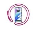 Funda Colgante Transparente para Realme C33 con Cordon Rosa Fucsia