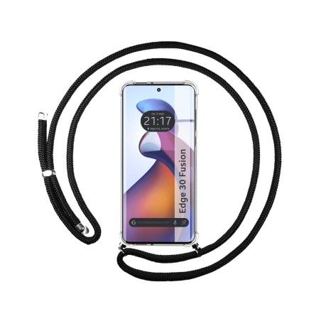 Funda Colgante Transparente para Motorola Edge 30 Fusion 5G con Cordon Negro