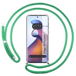 Funda Colgante Transparente para Motorola Edge 30 Fusion 5G con Cordon Verde Agua