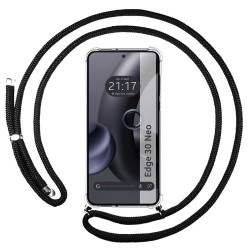 Funda Colgante Transparente para Motorola Edge 30 Neo 5G con Cordon Negro