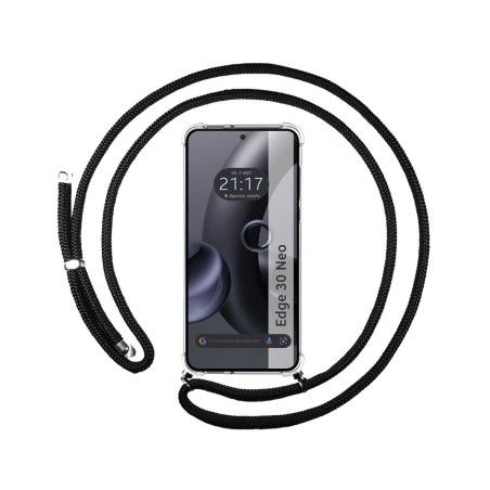 Funda Colgante Transparente para Motorola Edge 30 Neo 5G con Cordon Negro