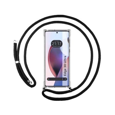 Funda Colgante Transparente para Motorola Edge 30 Ultra 5G con Cordon Negro