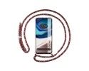 Funda Colgante Transparente para Motorola Moto G42 4G con Cordon Rosa / Dorado