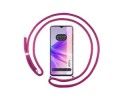 Funda Colgante Transparente para Oppo A57s con Cordon Rosa Fucsia