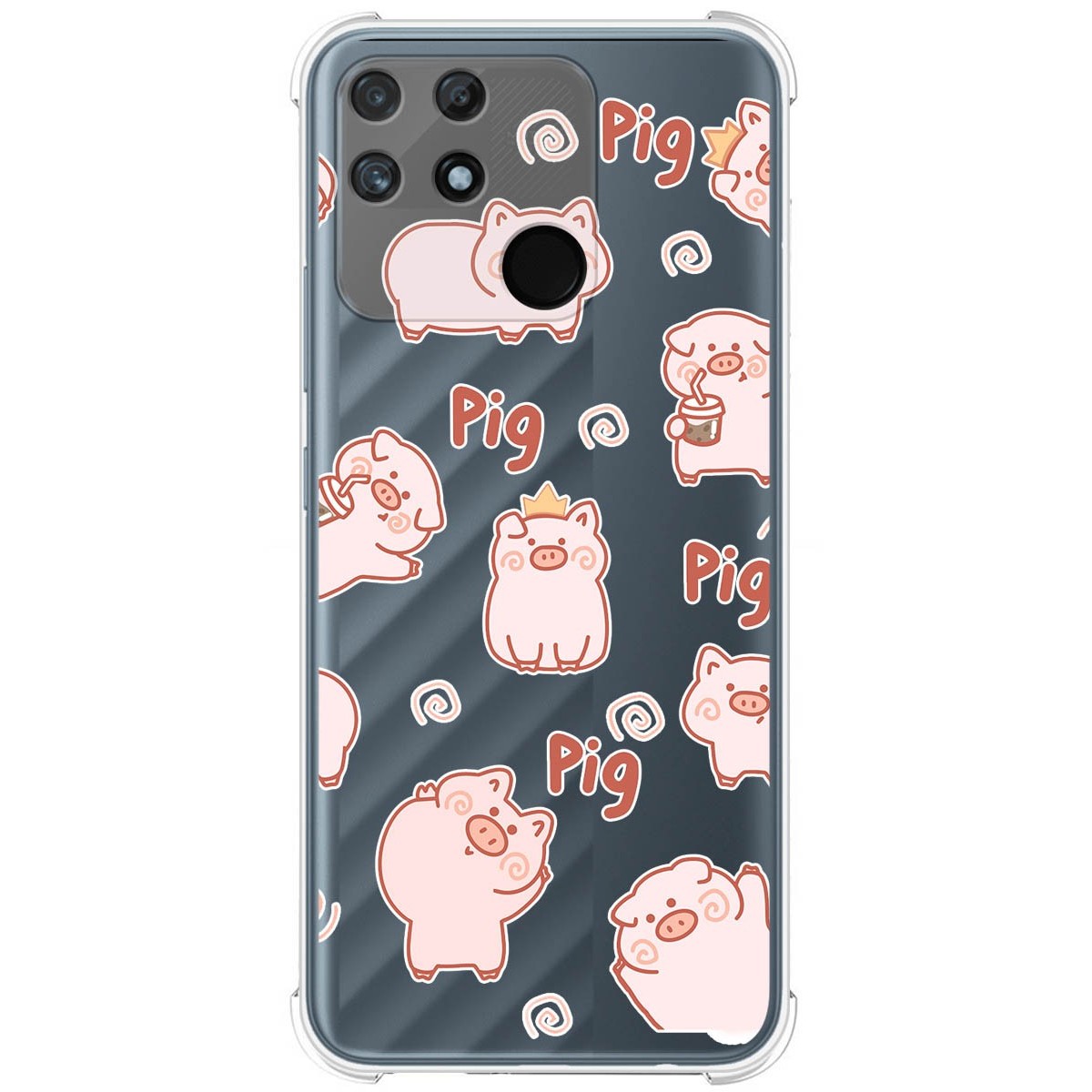 Funda Silicona Antigolpes para Realme Narzo 50A diseño Cerdos Dibujos