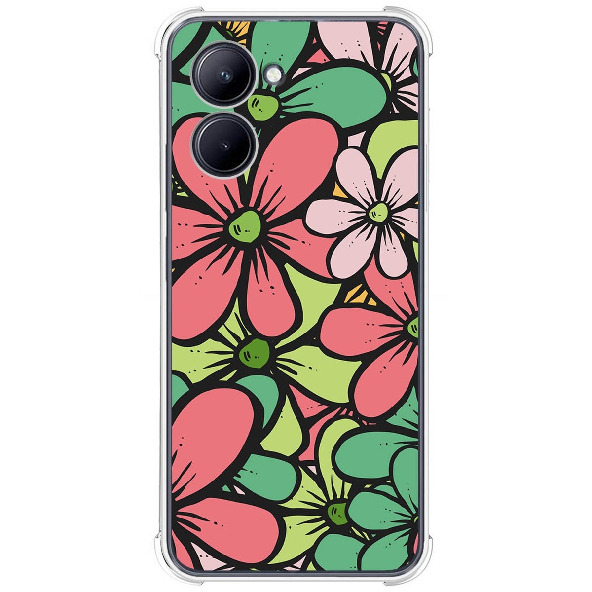 Funda Silicona Antigolpes para Realme C33 diseño Flores 02 Dibujos