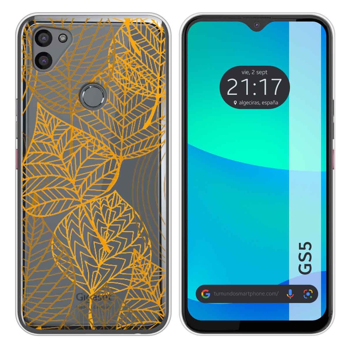 Funda Silicona Transparente para Gigaset GS5 diseño Hojas Dibujos