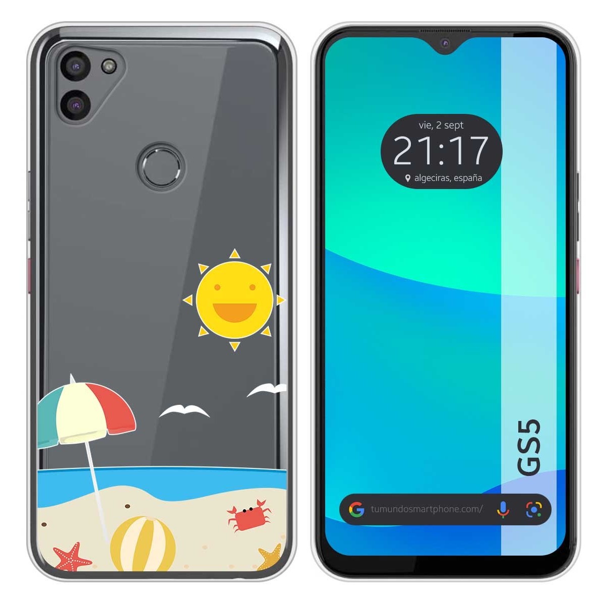 Funda Silicona Transparente para Gigaset GS5 diseño Playa Dibujos