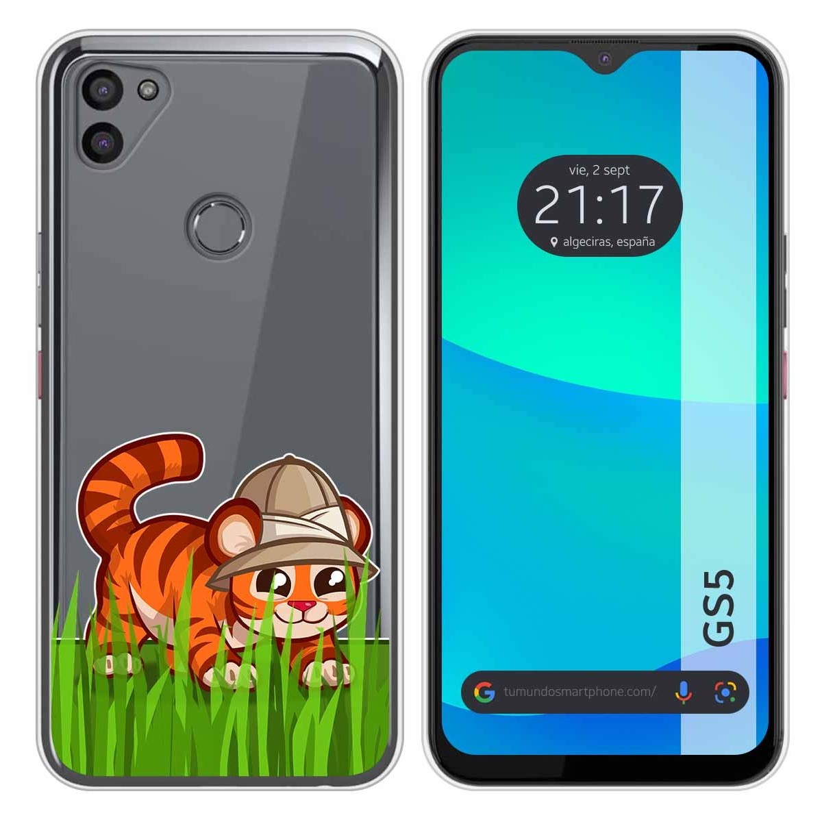 Funda Silicona Transparente para Gigaset GS5 diseño Tigre Dibujos