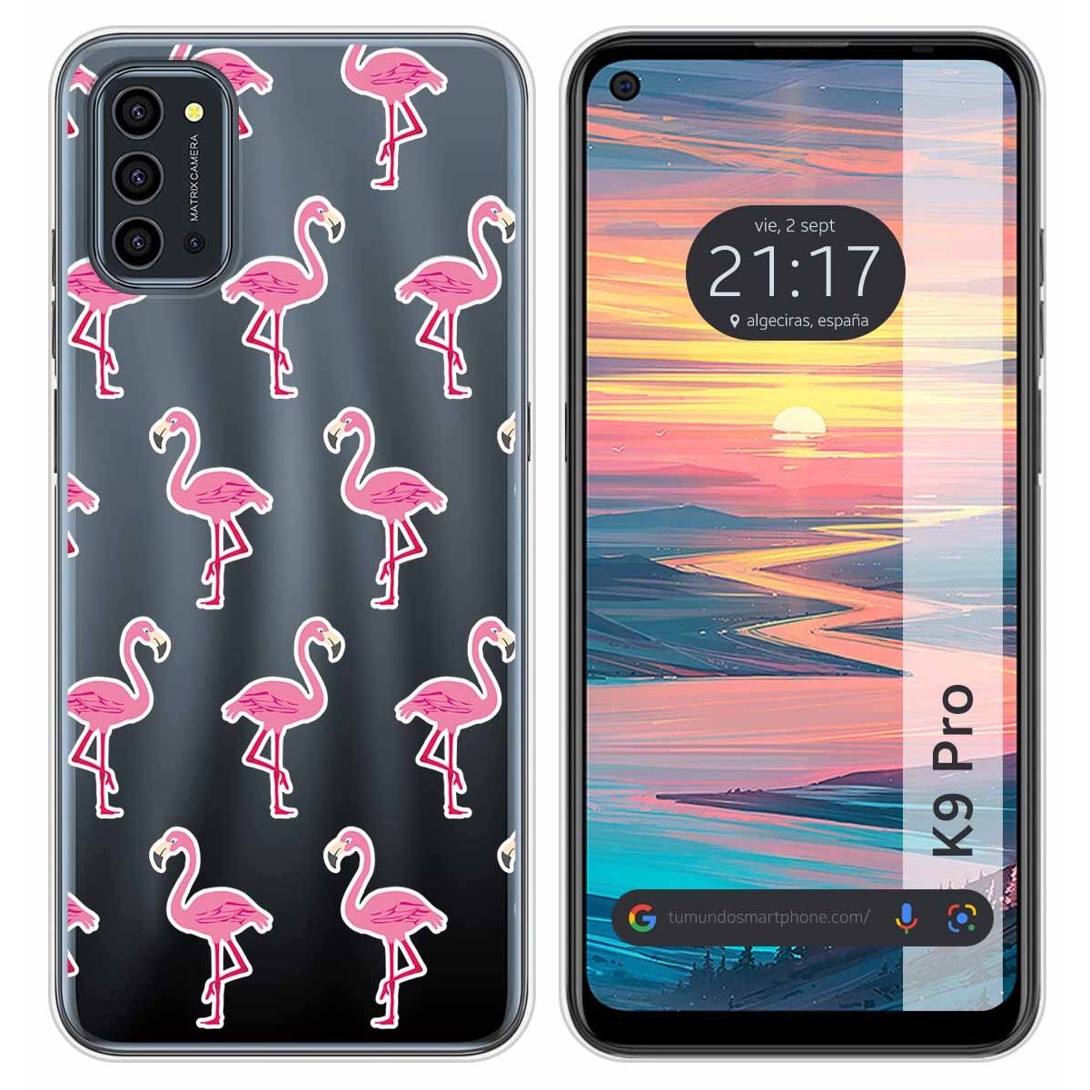 Funda Silicona Transparente para Oukitel K9 Pro diseño Flamenco Dibujos