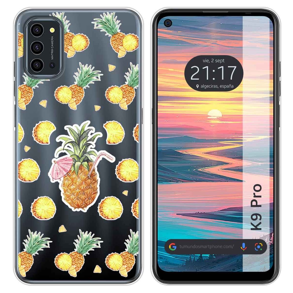 Funda Silicona Transparente para Oukitel K9 Pro diseño Piña Dibujos