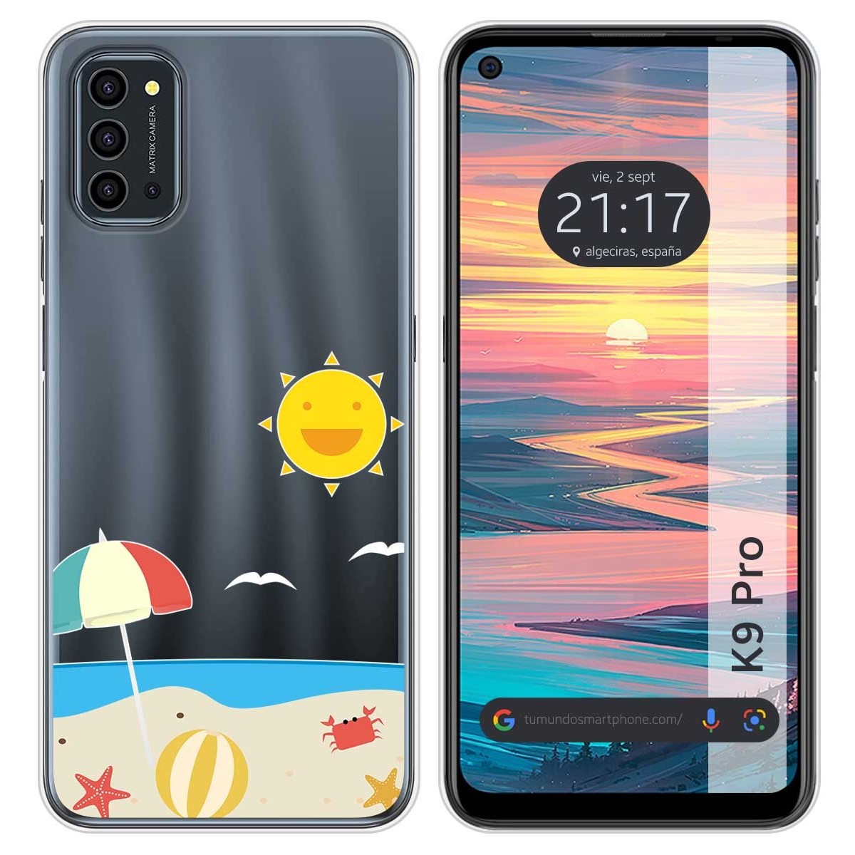 Funda Silicona Transparente para Oukitel K9 Pro diseño Playa Dibujos