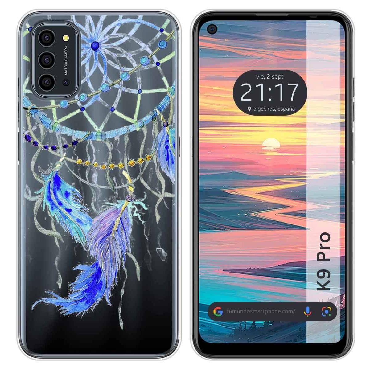 Funda Silicona Transparente para Oukitel K9 Pro diseño Plumas Dibujos