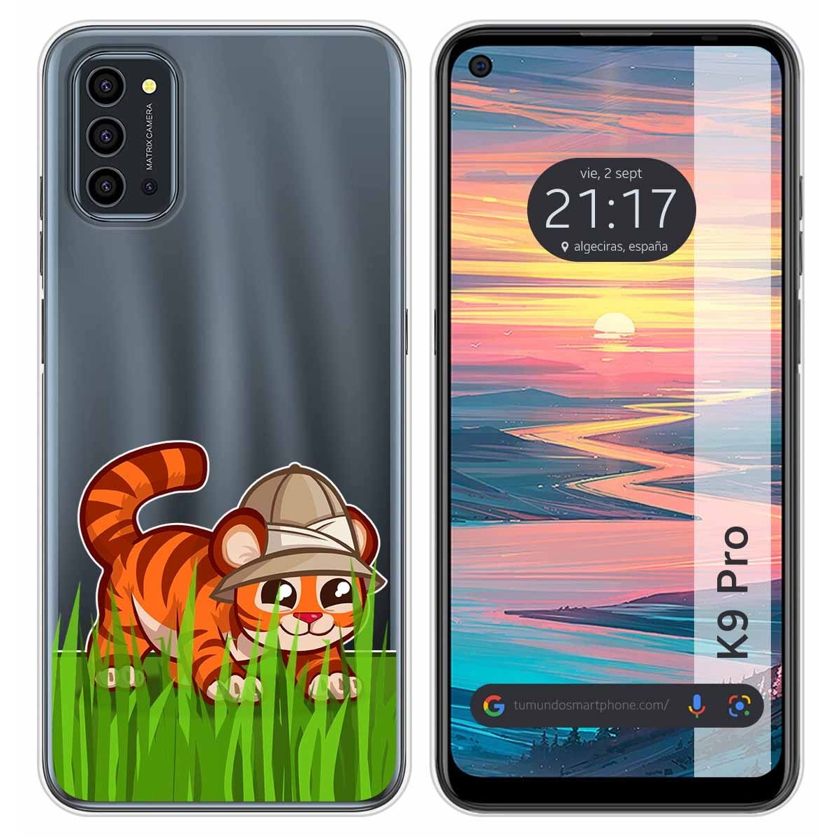 Funda Silicona Transparente para Oukitel K9 Pro diseño Tigre Dibujos