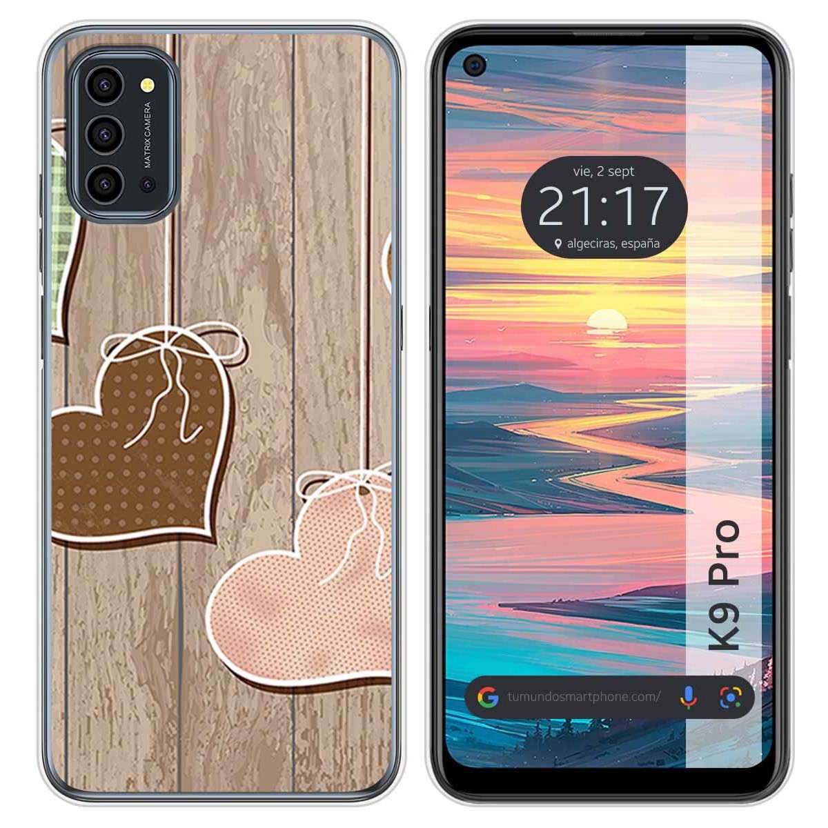 Funda Silicona para Oukitel K9 Pro diseño Corazones Madera Dibujos