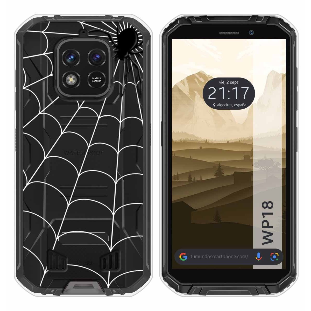 Funda Silicona Transparente para Oukitel WP18 (2022) diseño Araña Dibujos