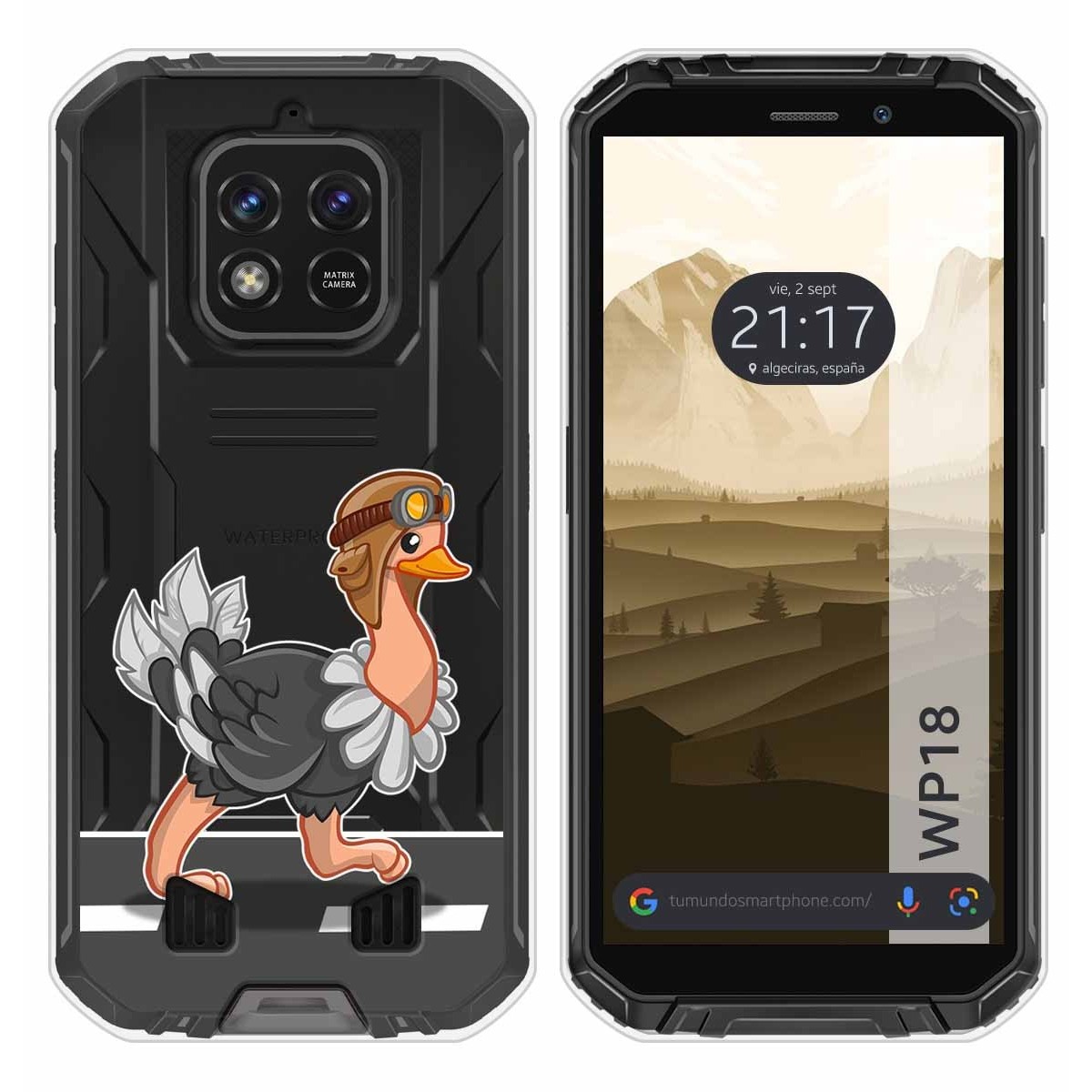Funda Silicona Transparente para Oukitel WP18 (2022) diseño Avestruz Dibujos