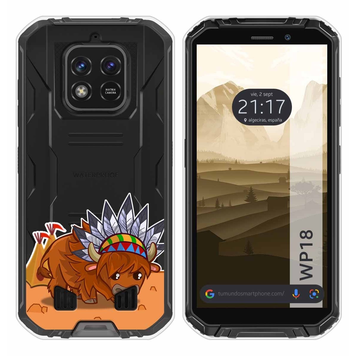 Funda Silicona Transparente para Oukitel WP18 (2022) diseño Bufalo Dibujos