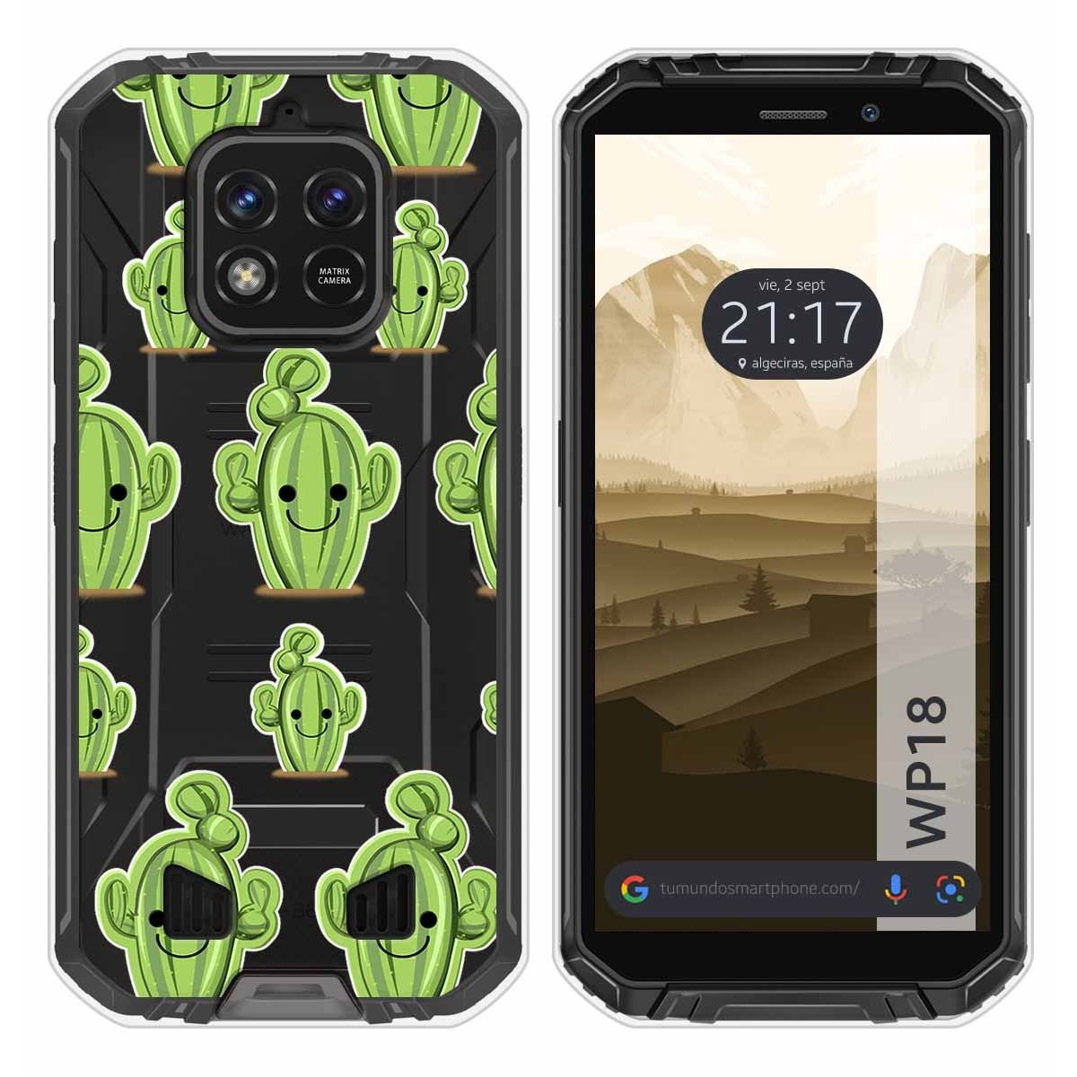 Funda Silicona Transparente para Oukitel WP18 (2022) diseño Cactus Dibujos