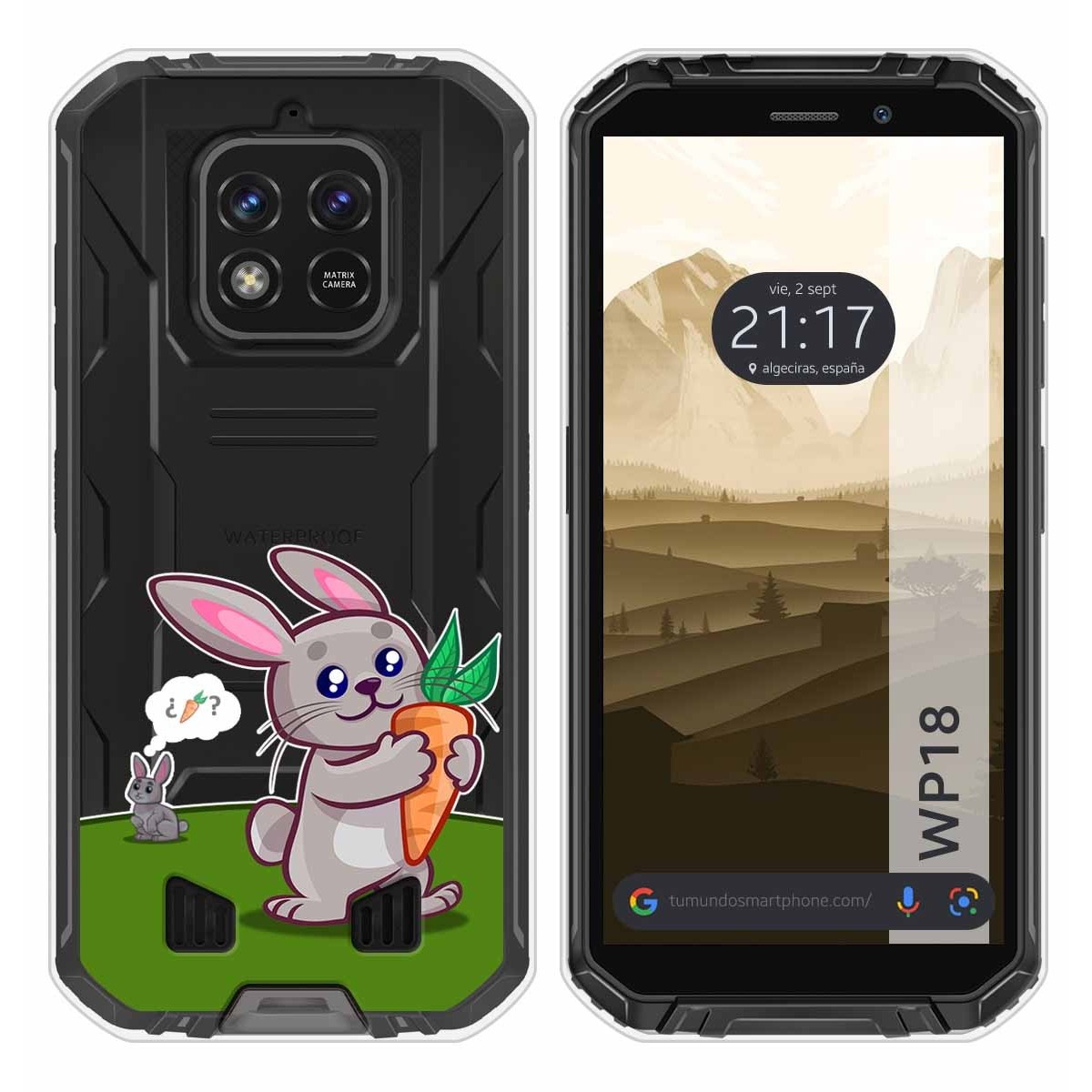 Funda Silicona Transparente para Oukitel WP18 (2022) diseño Conejo Dibujos