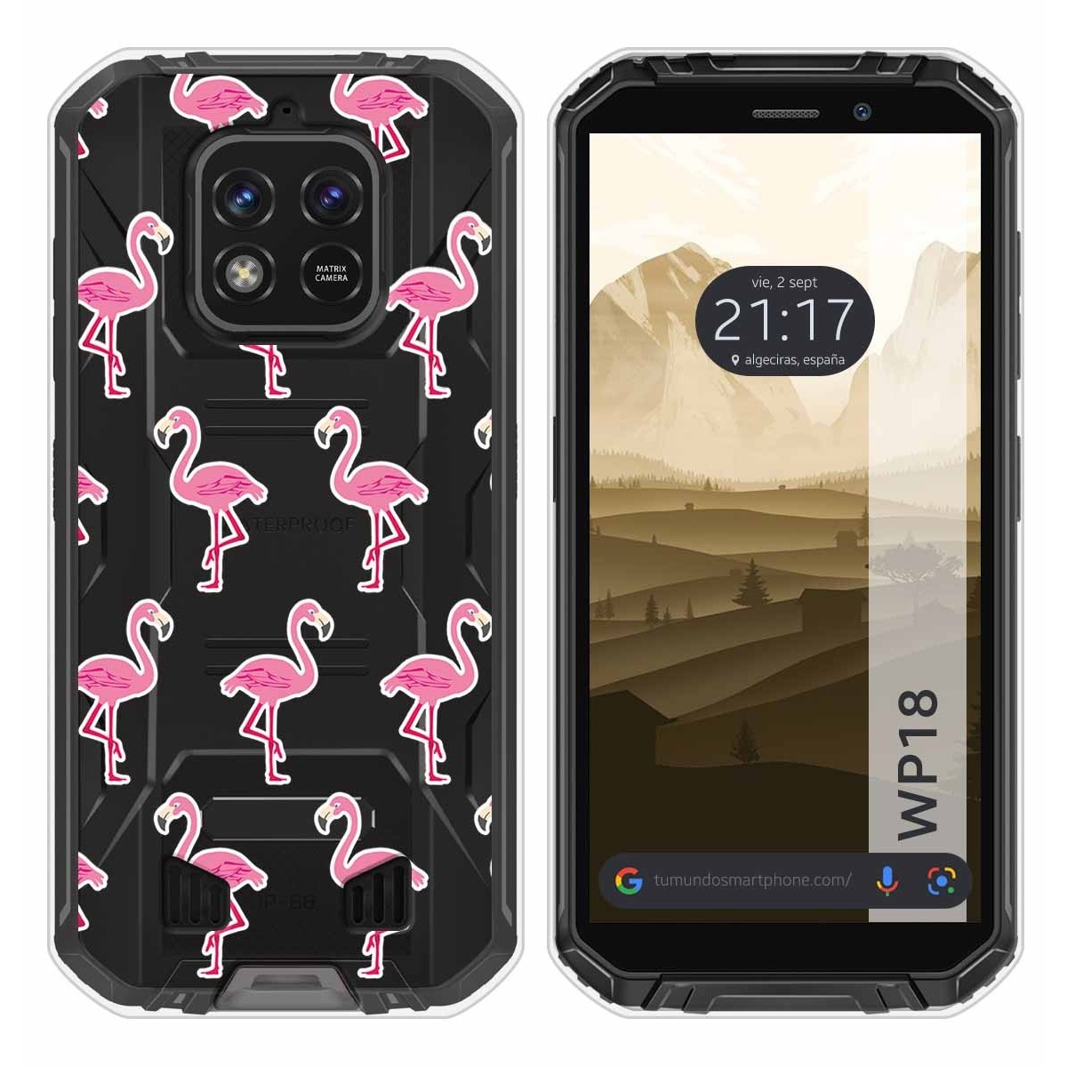 Funda Silicona Transparente para Oukitel WP18 (2022) diseño Flamenco Dibujos