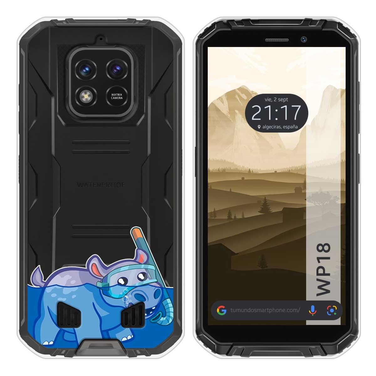 Funda Silicona Transparente para Oukitel WP18 (2022) diseño Hipo Dibujos
