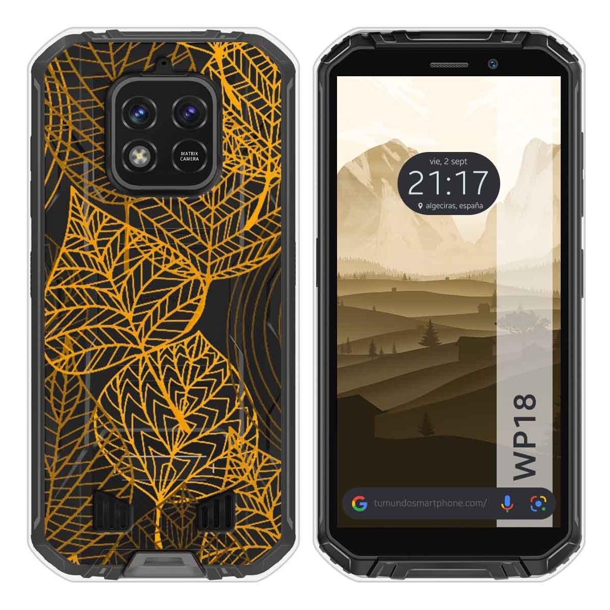 Funda Silicona Transparente para Oukitel WP18 (2022) diseño Hojas Dibujos
