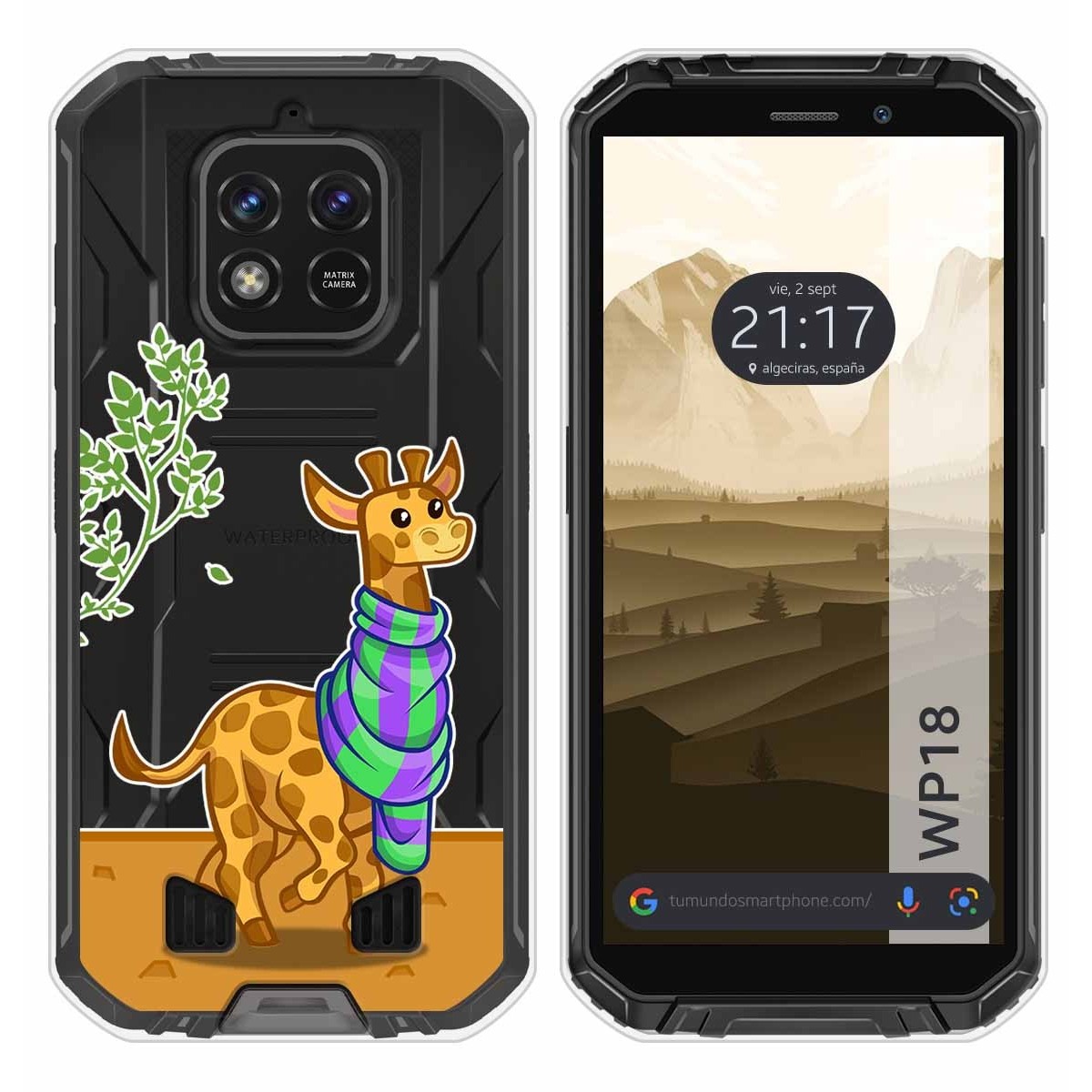 Funda Silicona Transparente para Oukitel WP18 (2022) diseño Jirafa Dibujos