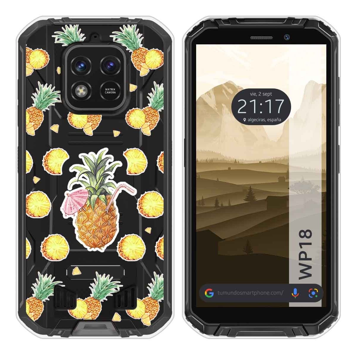 Funda Silicona Transparente para Oukitel WP18 (2022) diseño Piña Dibujos