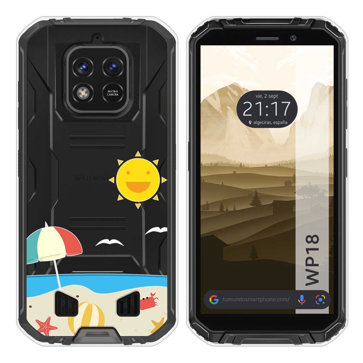 Funda Silicona Transparente para Oukitel WP18 (2022) diseño Playa Dibujos