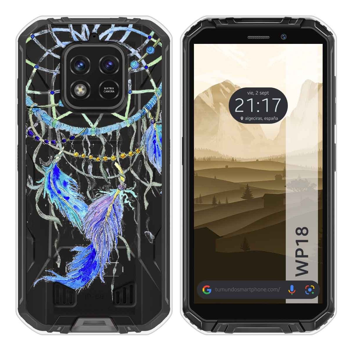 Funda Silicona Transparente para Oukitel WP18 (2022) diseño Plumas Dibujos