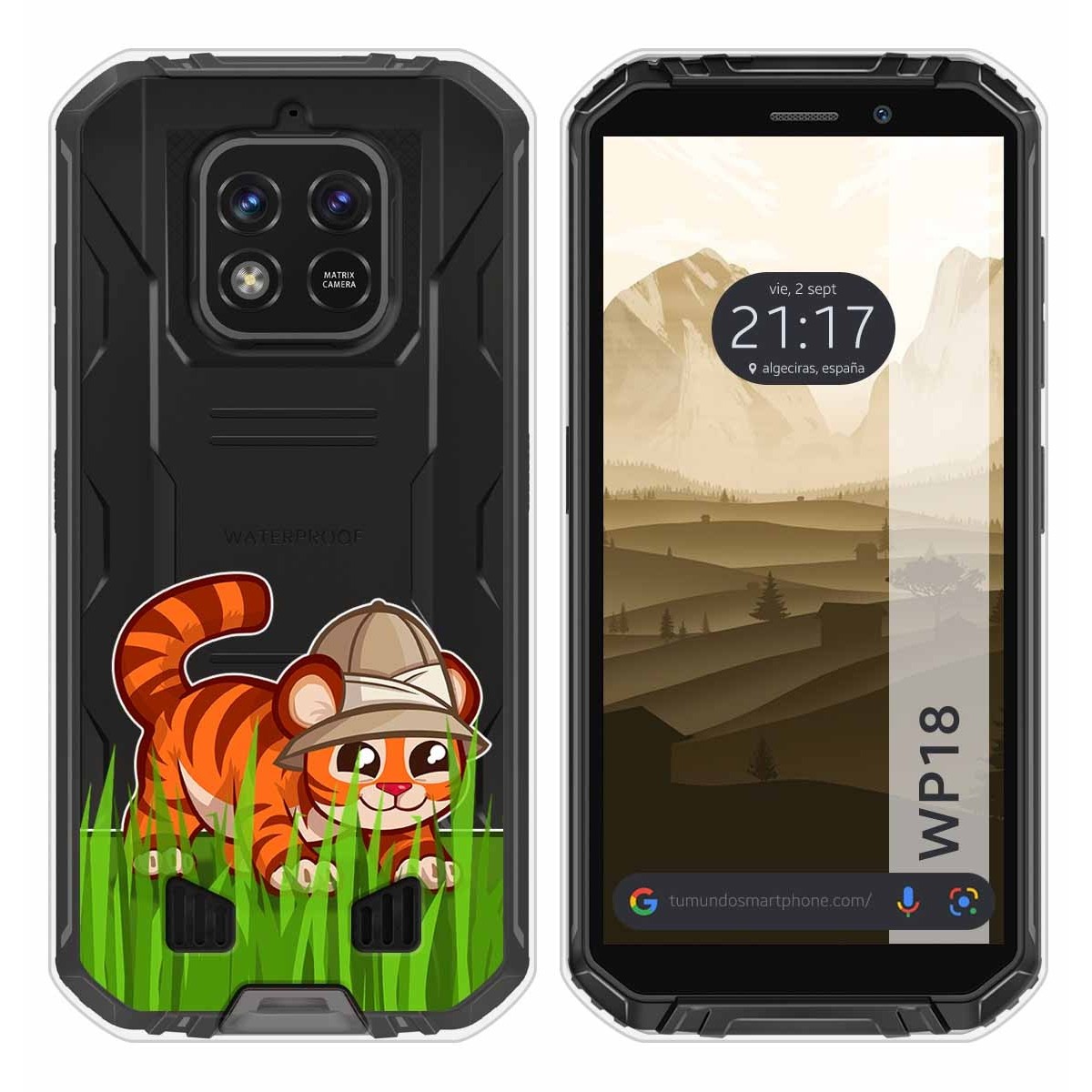 Funda Silicona Transparente para Oukitel WP18 (2022) diseño Tigre Dibujos