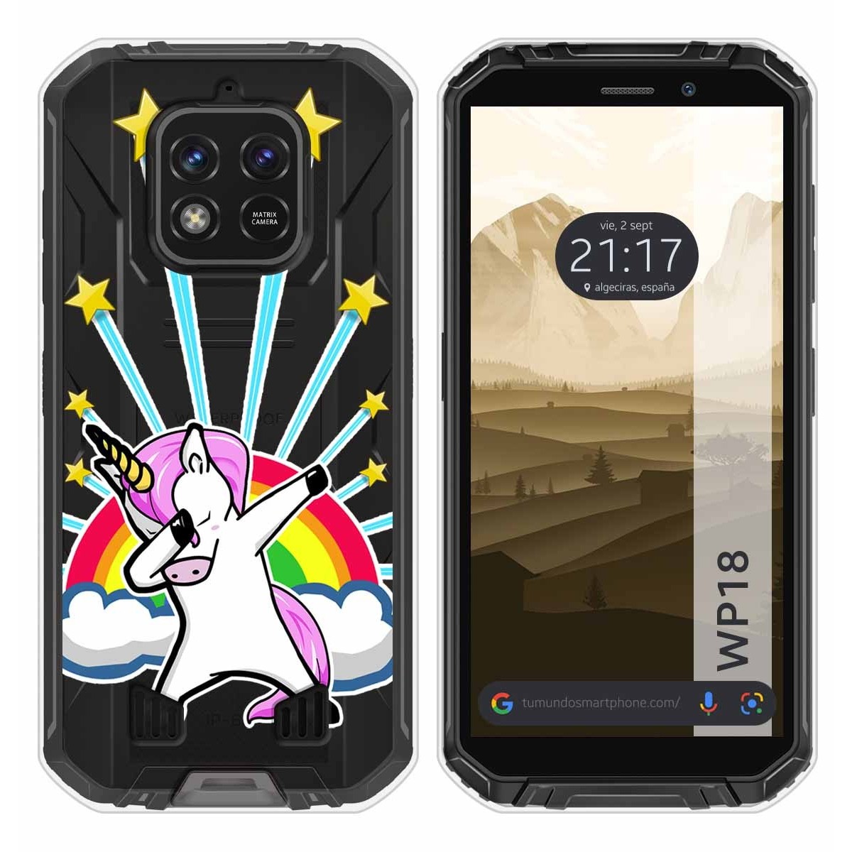 Funda Silicona Transparente para Oukitel WP18 (2022) diseño Unicornio Dibujos