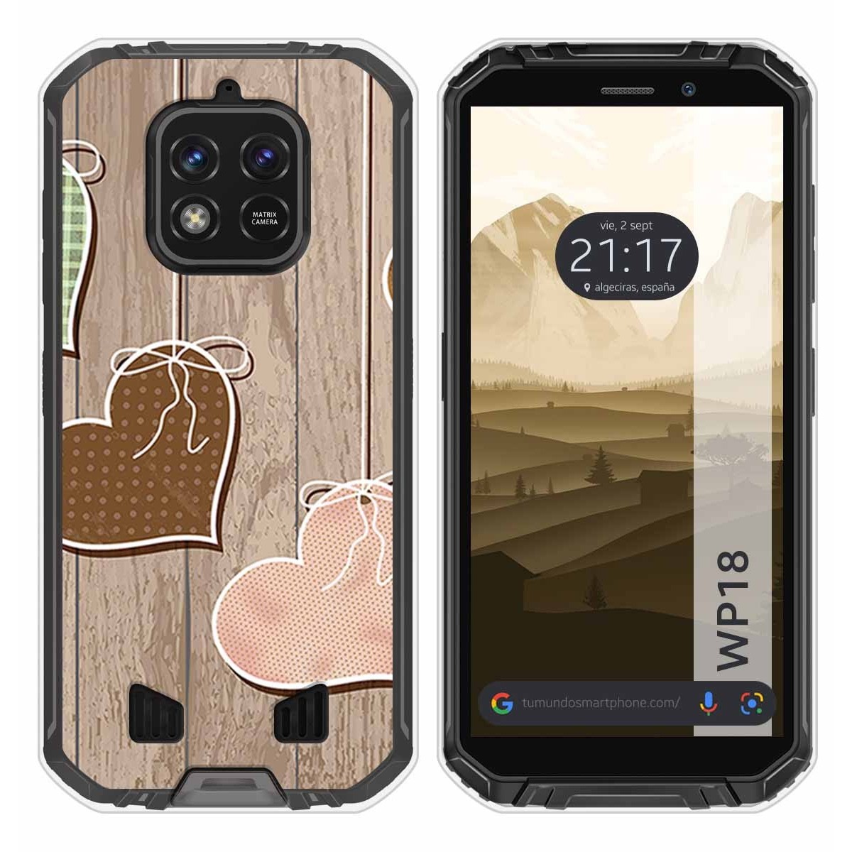 Funda Silicona para Oukitel WP18 (2022) diseño Corazones Madera Dibujos