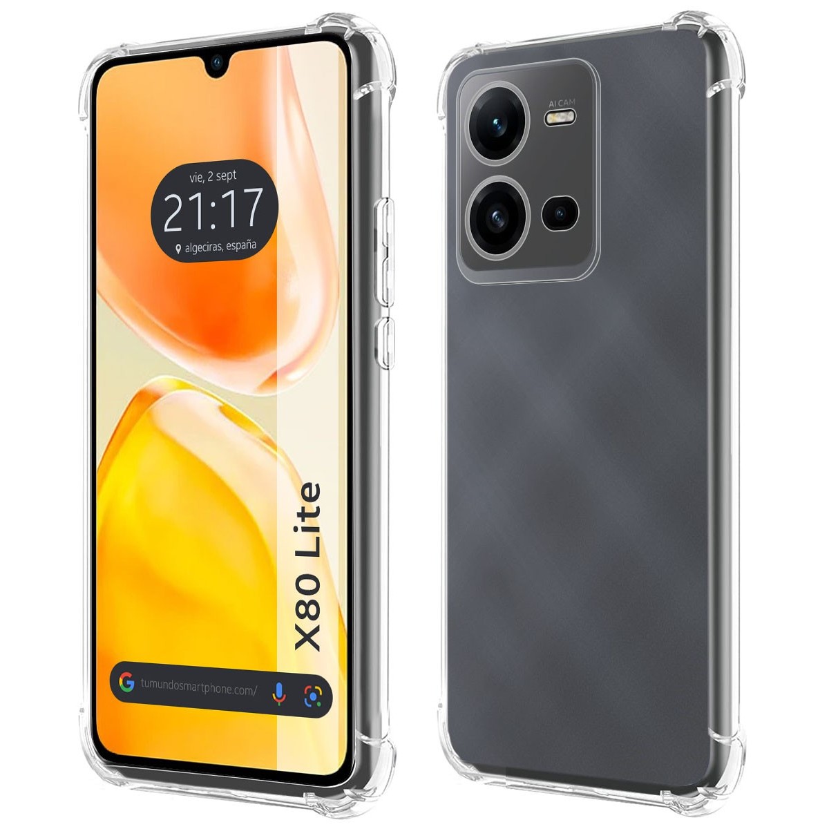 Funda Silicona Antigolpes Transparente para Vivo X80 Lite 5G