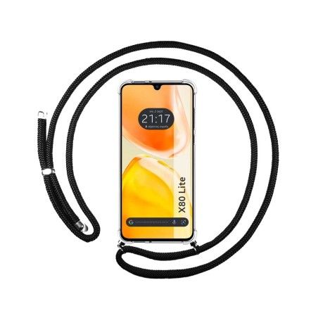 Funda Colgante Transparente para Vivo X80 Lite 5G con Cordon Negro