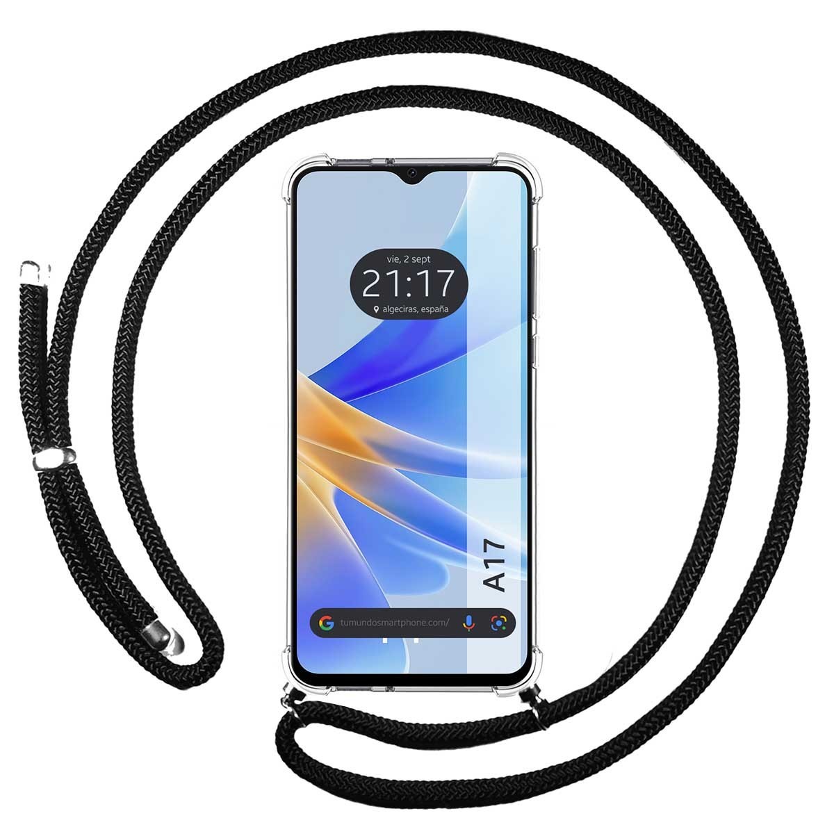 Funda Colgante Transparente para Oppo A17 con Cordon Negro