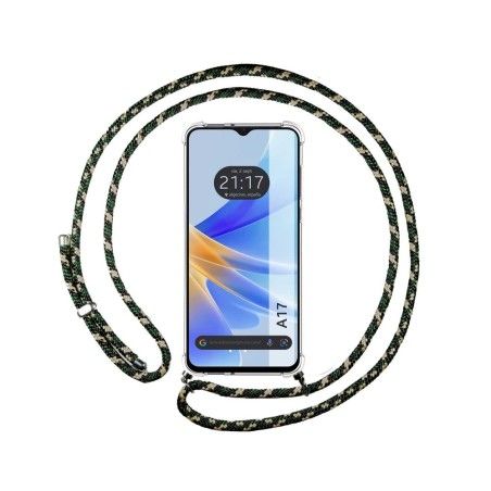 Funda Colgante Transparente para Oppo A17 con Cordon Verde / Dorado