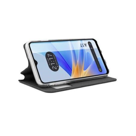 Funda Libro Soporte con Ventana para Oppo A17 color Negra