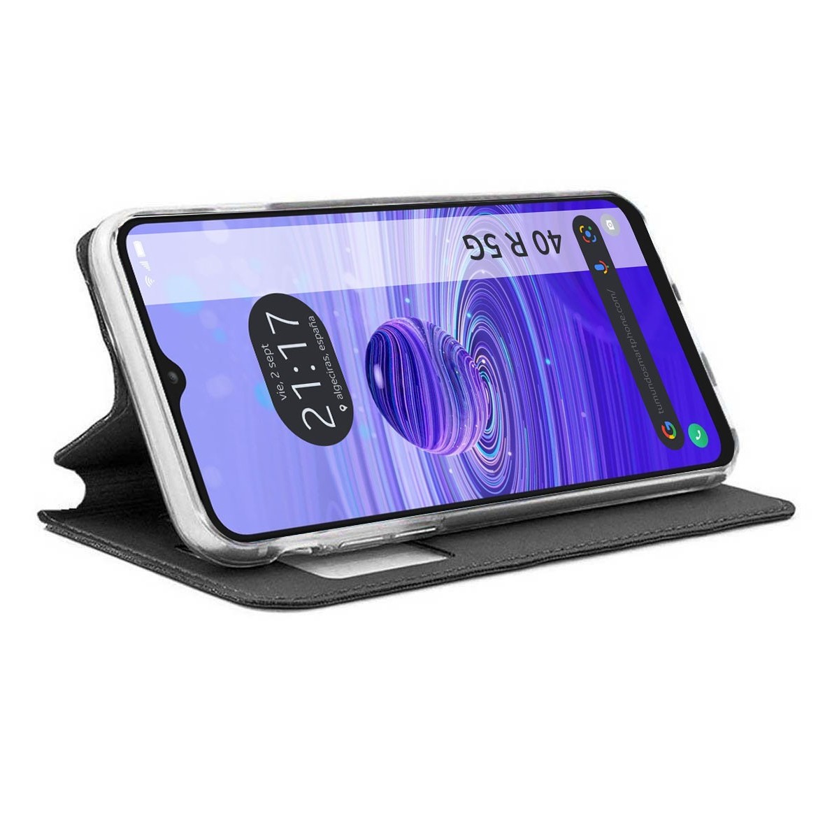 Funda Libro Soporte con Ventana para TCL 40 R 5G color Negra
