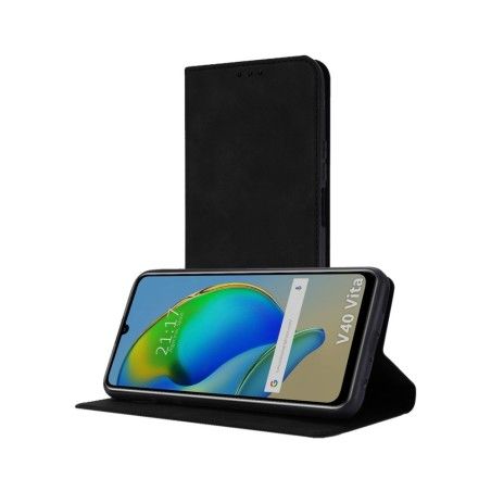 Funda Polipiel con tarjetero para ZTE Blade V40 Vita color Negra
