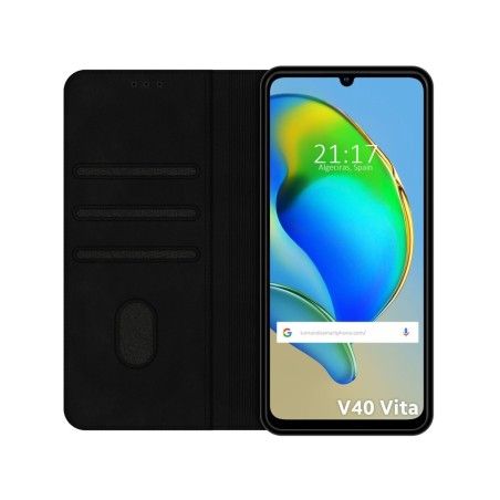 Funda Polipiel con tarjetero para ZTE Blade V40 Vita color Negra