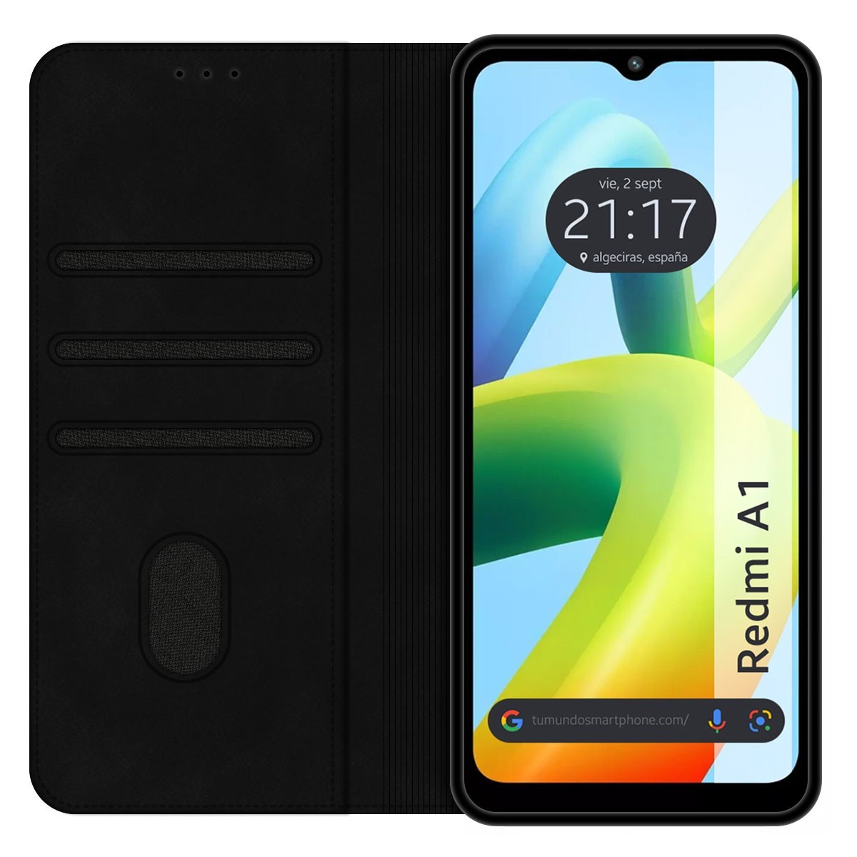 Funda Polipiel con tarjetero para Xiaomi Redmi A1 color Negra