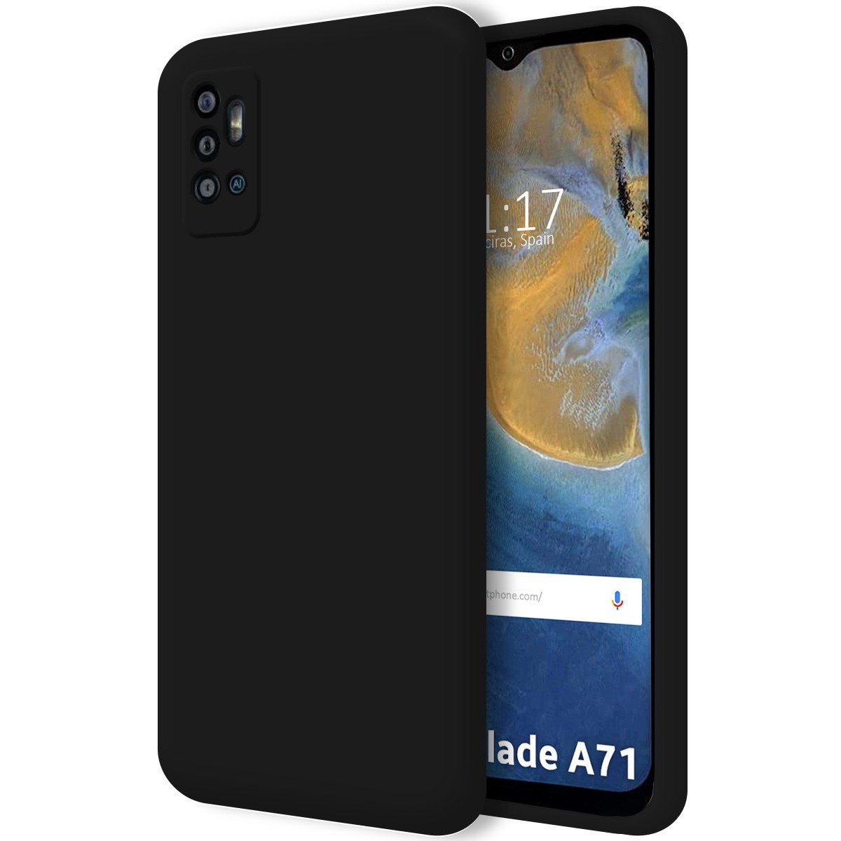 Funda Silicona Líquida Ultra Suave para ZTE Blade A71 color Negra
